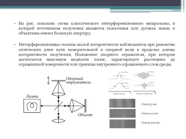 На рис. показана схема классического интерференционного микроскопа, в которой источником