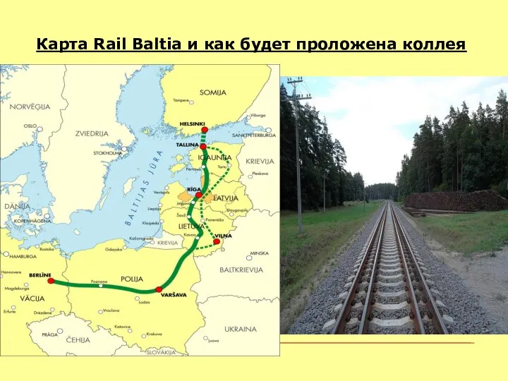 Карта Rail Baltia и как будет проложена коллея