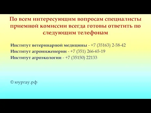 По всем интересующим вопросам специалисты приемной комиссии всегда готовы ответить