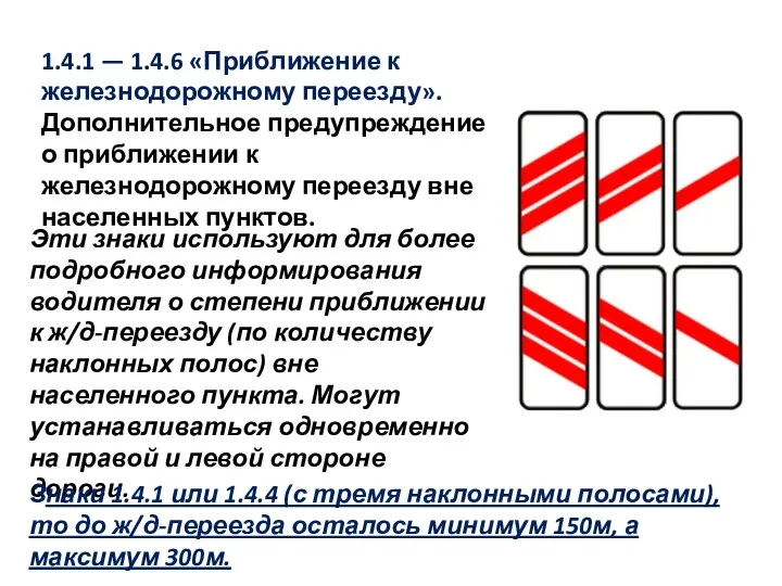 Эти знаки используют для более подробного информирования водителя о степени