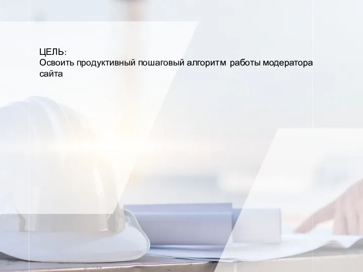 ЦЕЛЬ: Освоить продуктивный пошаговый алгоритм работы модератора сайта