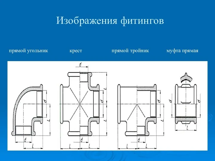 Изображения фитингов прямой угольник крест прямой тройник муфта прямая