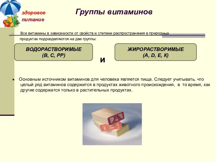 Все витамины в зависимости от свойств и степени распространения в