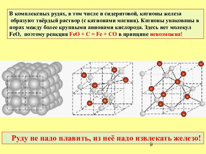 В комплексных рудах, в том числе и сидеритовой, катионы железа