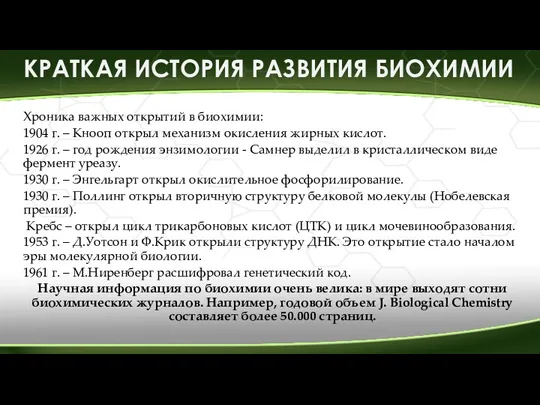 Хроника важных открытий в биохимии: 1904 г. – Кнооп открыл