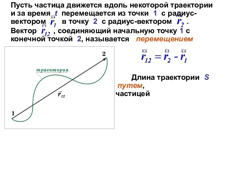 Пусть частица движется вдоль некоторой траектории и за время t