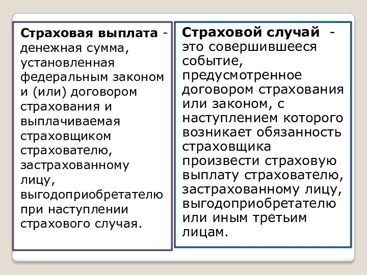 Страховая выплата - денежная сумма, установленная федеральным законом и (или)