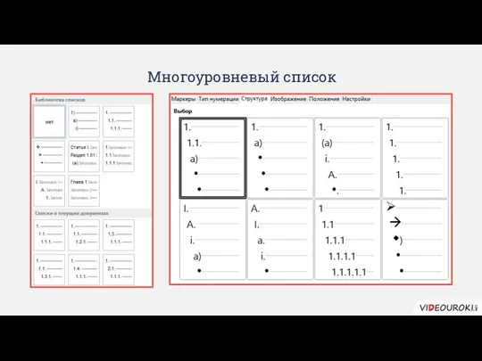 Многоуровневый список