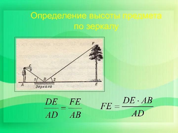 Определение высоты предмета по зеркалу