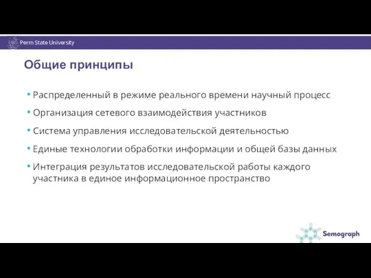 Perm State University Общие принципы Распределенный в режиме реального времени