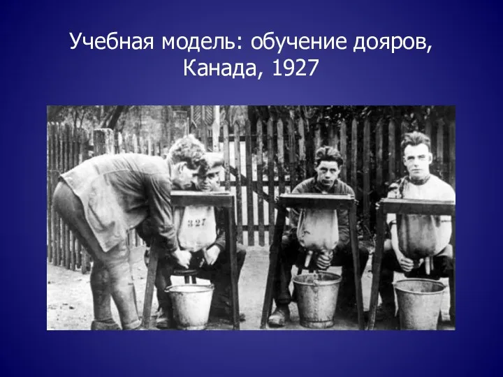 Учебная модель: обучение дояров, Канада, 1927