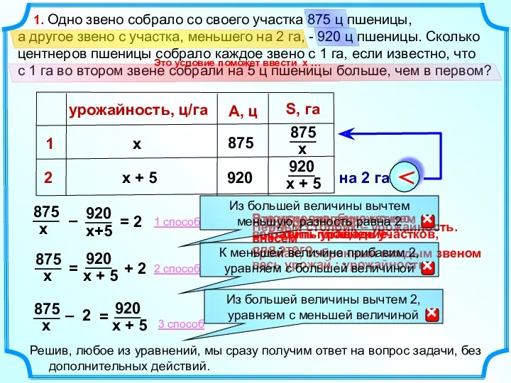 В другой столбик внесем Урожай, собранный каждым звеном Первый столбик