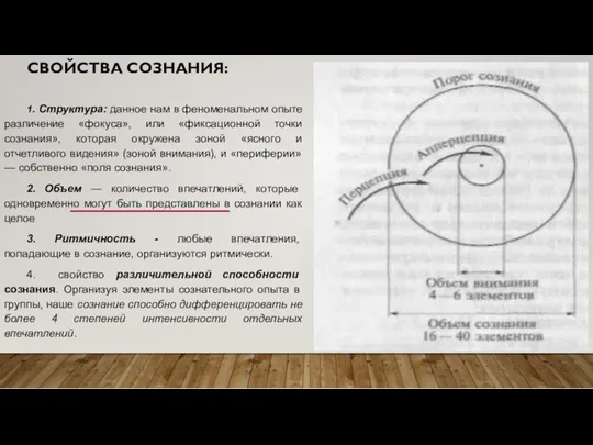 СВОЙСТВА СОЗНАНИЯ: 1. Структура: данное нам в феноменальном опыте различение