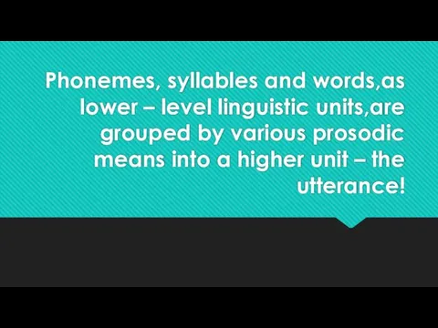 Phonemes, syllables and words,as lower – level linguistic units,are grouped