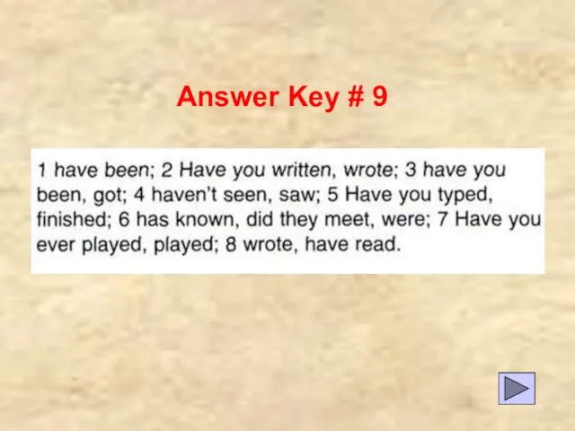 Answer Key # 9