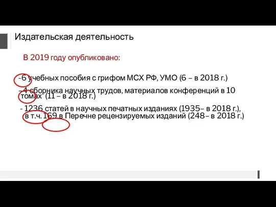 В 2019 году опубликовано: -6 учебных пособия с грифом МСХ