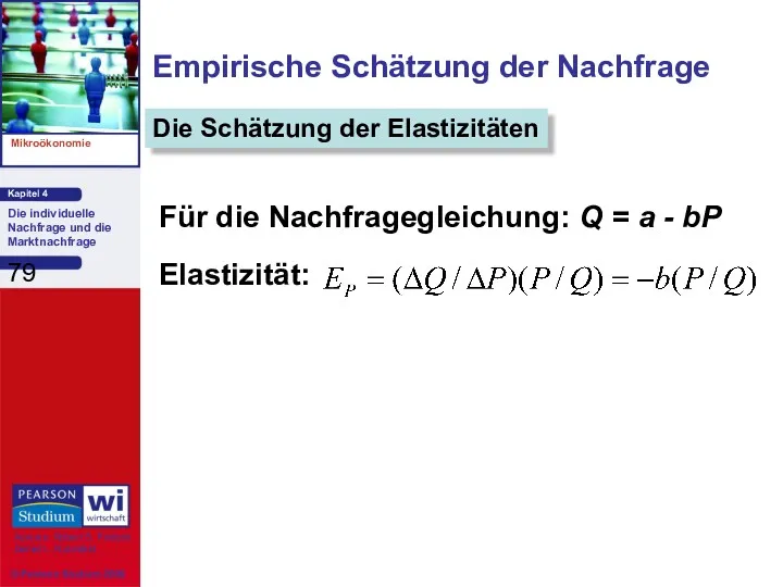 Für die Nachfragegleichung: Q = a - bP Elastizität: Empirische