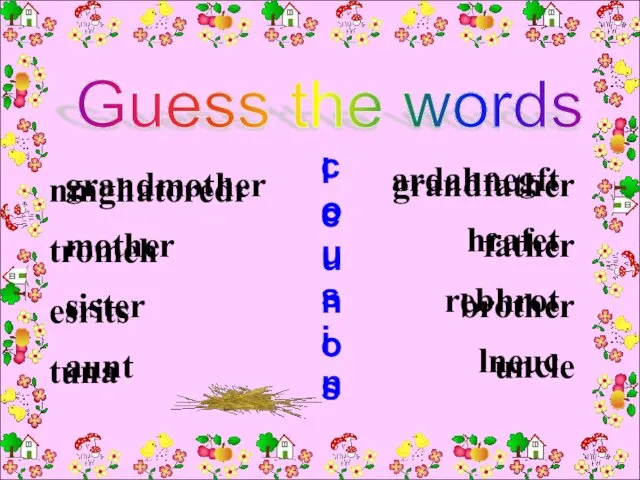 Guess the words nmghatoredr tromeh esrits tuna ardahnegft hrafet rebhrot