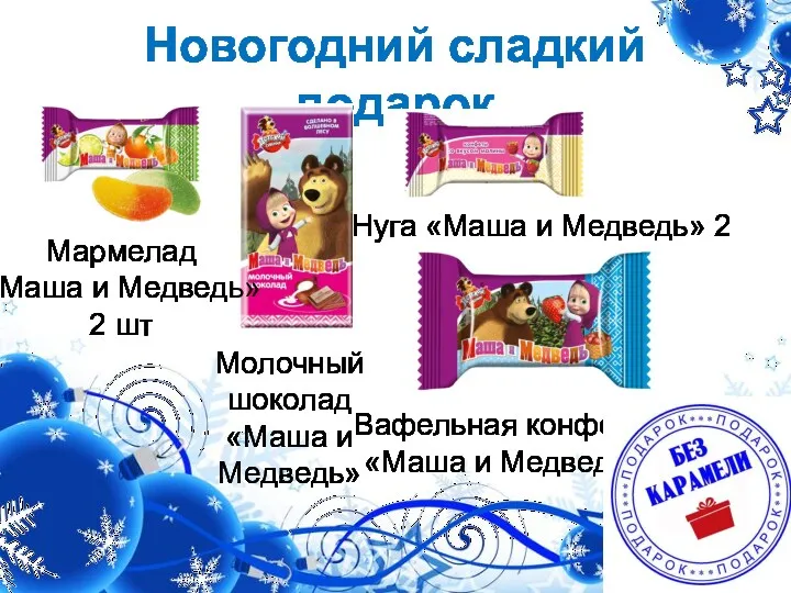 Новогодний сладкий подарок Молочный шоколад «Маша и Медведь» Мармелад «Маша и Медведь» 2