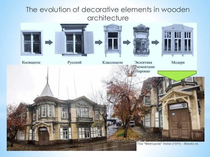 The evolution of decorative elements in wooden architecture The “Metropole” Hotel (1911) - Marata st.