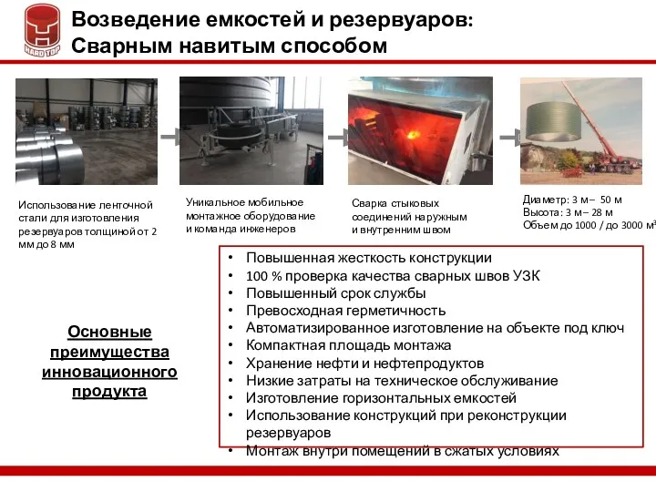 Использование ленточной стали для изготовления резервуаров толщиной от 2 мм