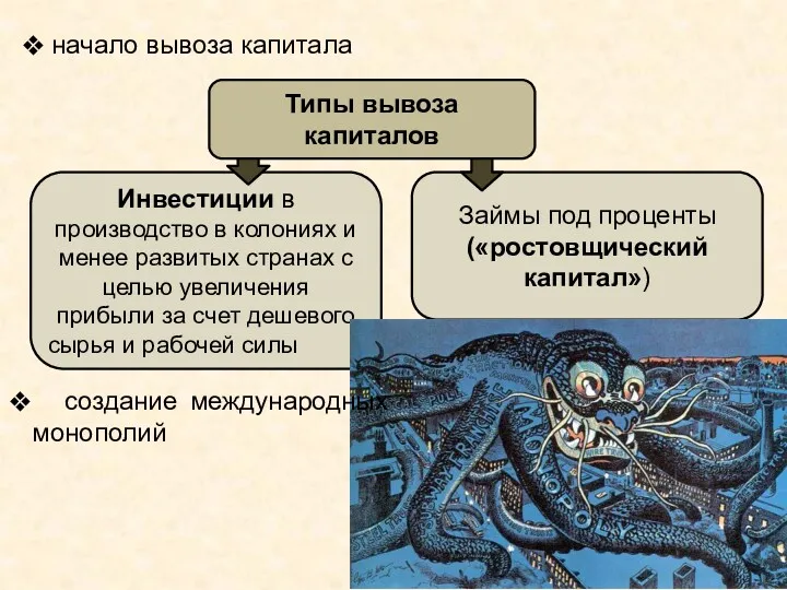 Инвестиции в производство в колониях и менее развитых странах с