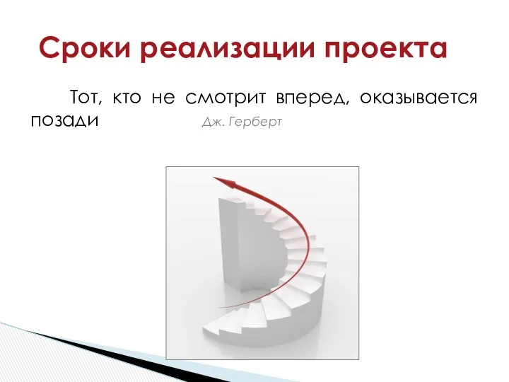 Сроки реализации проекта Тот, кто не смотрит вперед, оказывается позади Дж. Герберт