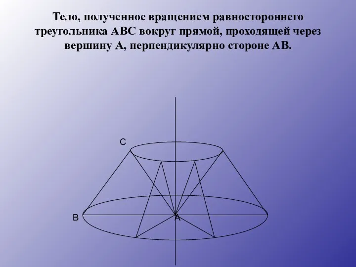 C B A Тело, полученное вращением равностороннего треугольника АВС вокруг