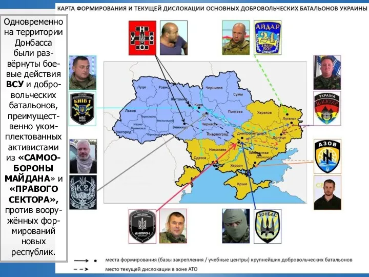 Одновременно на территории Донбасса были раз-вёрнуты бое-вые действия ВСУ и