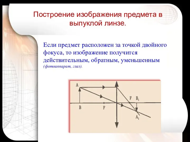 Если предмет расположен за точкой двойного фокуса, то изображение получится