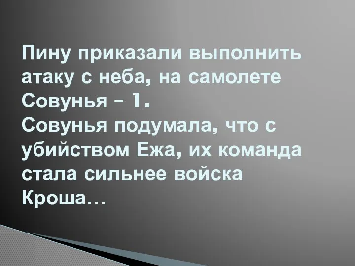 Пину приказали выполнить атаку с неба, на самолете Совунья –