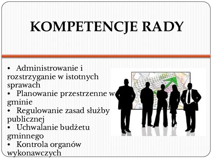 KOMPETENCJE RADY • Administrowanie i rozstrzyganie w istotnych sprawach •