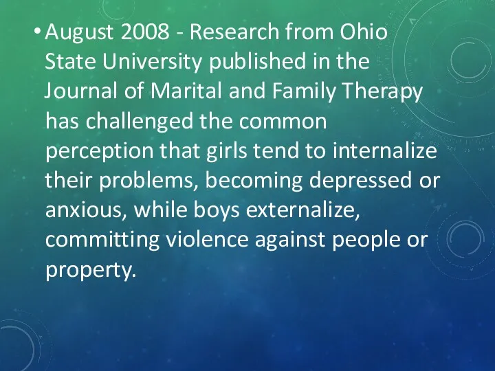 August 2008 - Research from Ohio State University published in