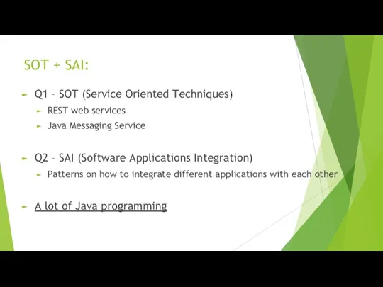 SOT + SAI: Q1 – SOT (Service Oriented Techniques) REST web services Java