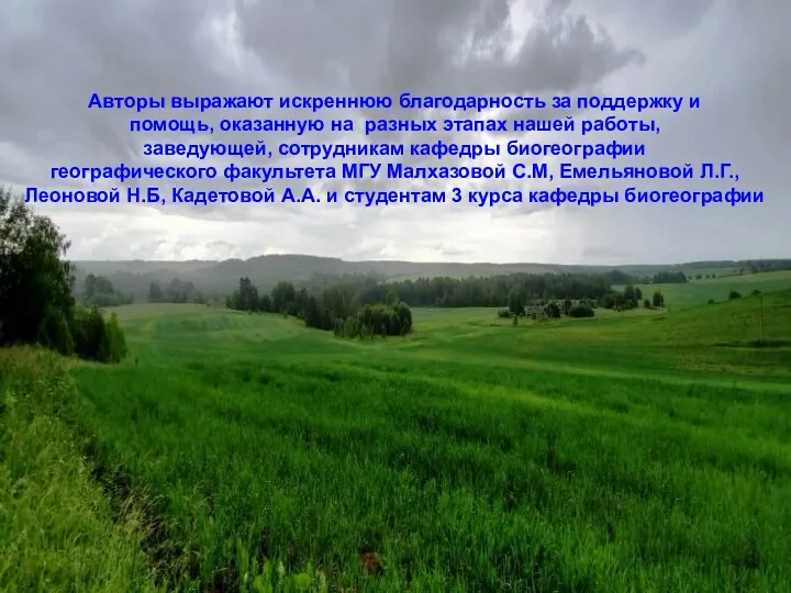 Авторы выражают искреннюю благодарность за поддержку и помощь, оказанную на