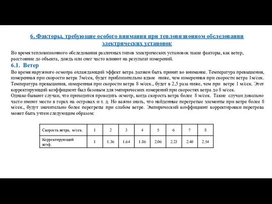 Во время тепловизионного обследования различных типов электрических установок такие факторы, как ветер, расстояние