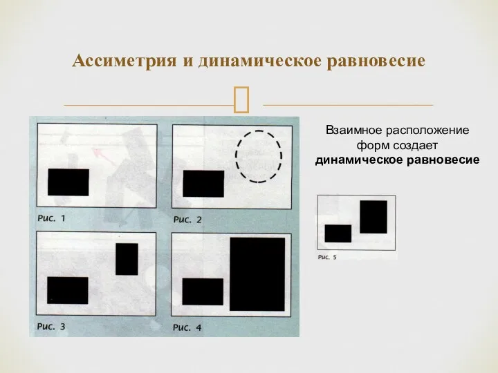 Ассиметрия и динамическое равновесие Взаимное расположение форм создает динамическое равновесие