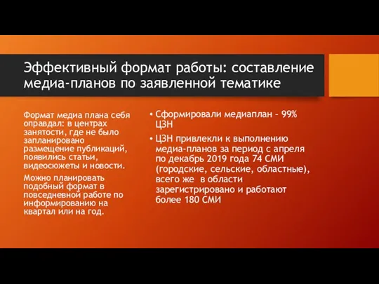 Эффективный формат работы: составление медиа-планов по заявленной тематике Сформировали медиаплан