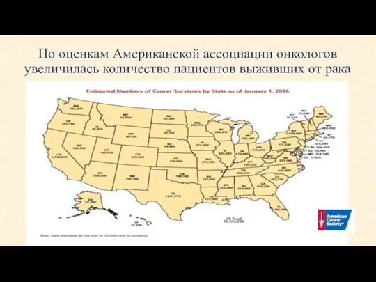 По оценкам Американской ассоциации онкологов увеличилась количество пациентов выживших от рака