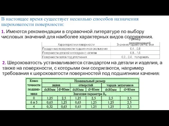 В настоящее время существует несколько способов назначения шероховатости поверхности: 1.