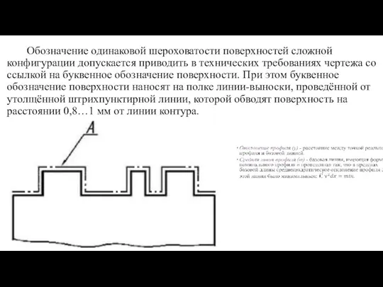 Обозначение одинаковой шероховатости поверхностей сложной конфигурации допускается приводить в технических