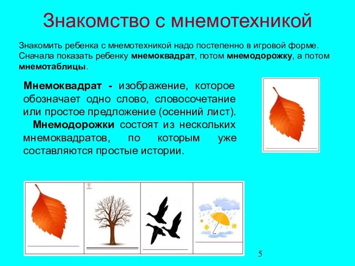 Знакомство с мнемотехникой Мнемоквадрат - изображение, которое обозначает одно слово, словосочетание или простое