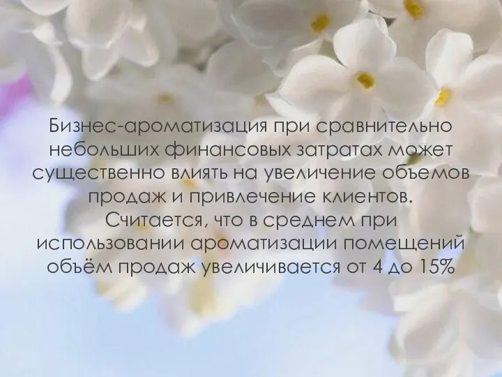 Бизнес-ароматизация при сравнительно небольших финансовых затратах может существенно влиять на