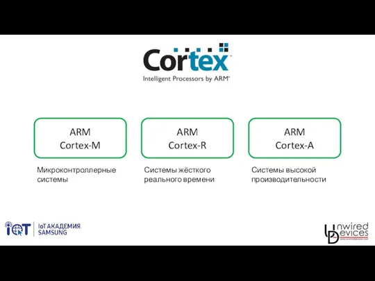 ARM Cortex-M ARM Cortex-R ARM Cortex-A Микроконтроллерные системы Системы жёсткого реального времени Системы высокой производительности