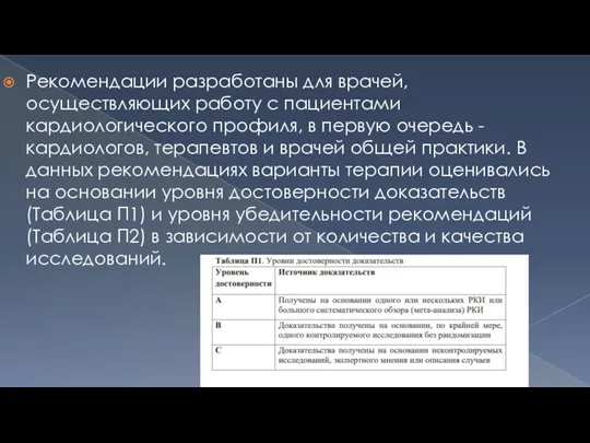 Рекомендации разработаны для врачей, осуществляющих работу с пациентами кардиологического профиля,