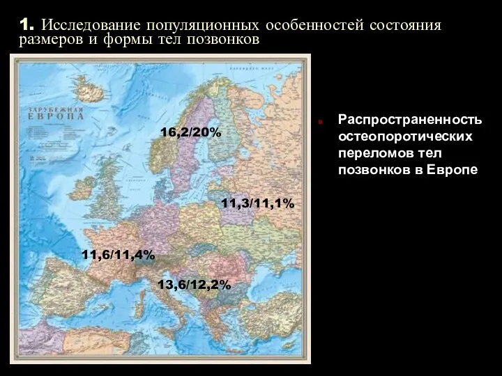 1. Исследование популяционных особенностей состояния размеров и формы тел позвонков