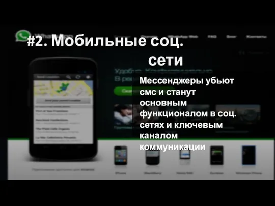 #2. Мобильные соц.сети Мессенджеры убьют смс и станут основным функционалом