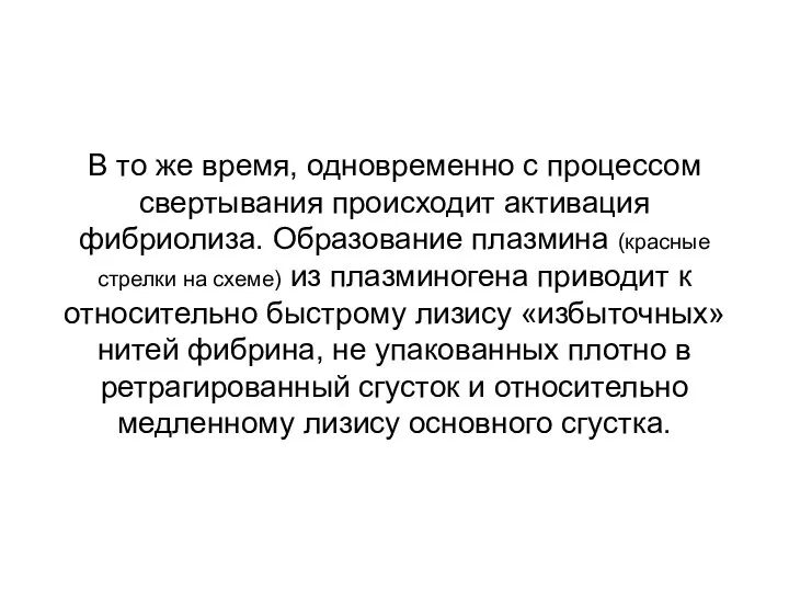 В то же время, одновременно с процессом свертывания происходит активация