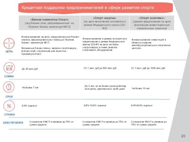 Финансирование на цели, предусмотренные бизнес- планом, сформированным с помощью Портала