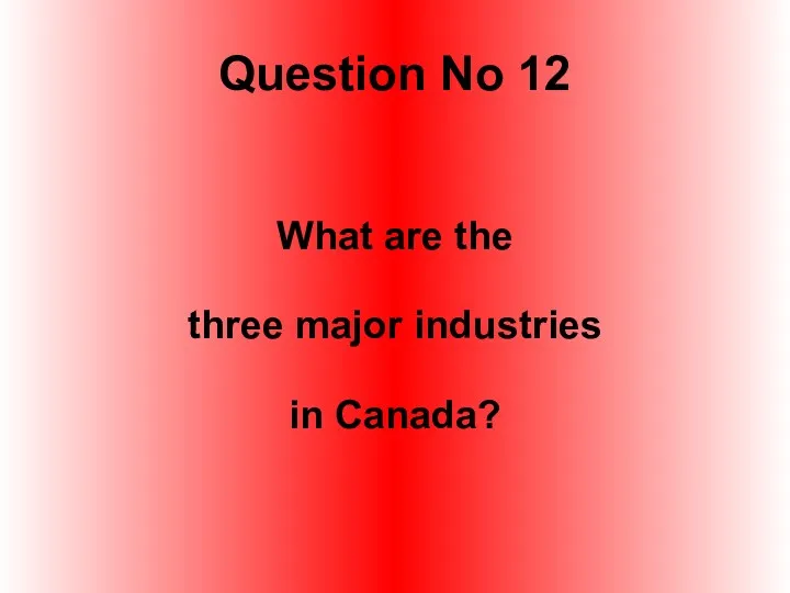 Question No 12 What are the three major industries in Canada?